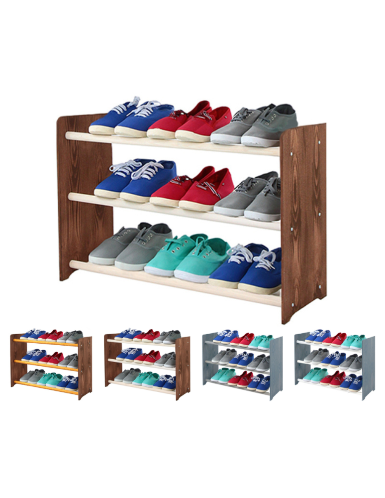 Regały - 3-półkowy regał na obuwie RBS /szer.65 cm/ Brąz-Biel - product b2b.wamar.biz 1