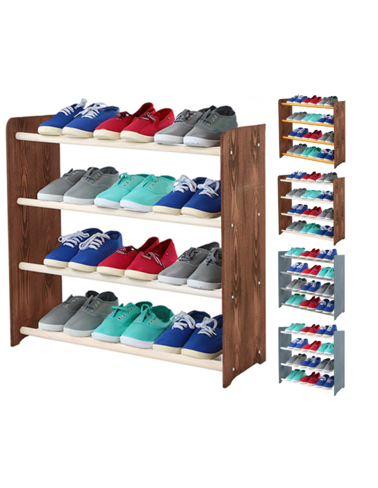 Regały - 4-półkowy regał na obuwie RBS /szer.65 cm/ Brąz-Biel - produkt b2b.wamar.biz 1