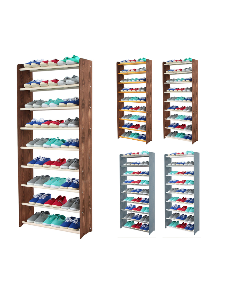 Regały - 9-półkowy regał na obuwie RBS /szer.65 cm/ Brąz-Biel - produkt b2b.wamar.biz 1