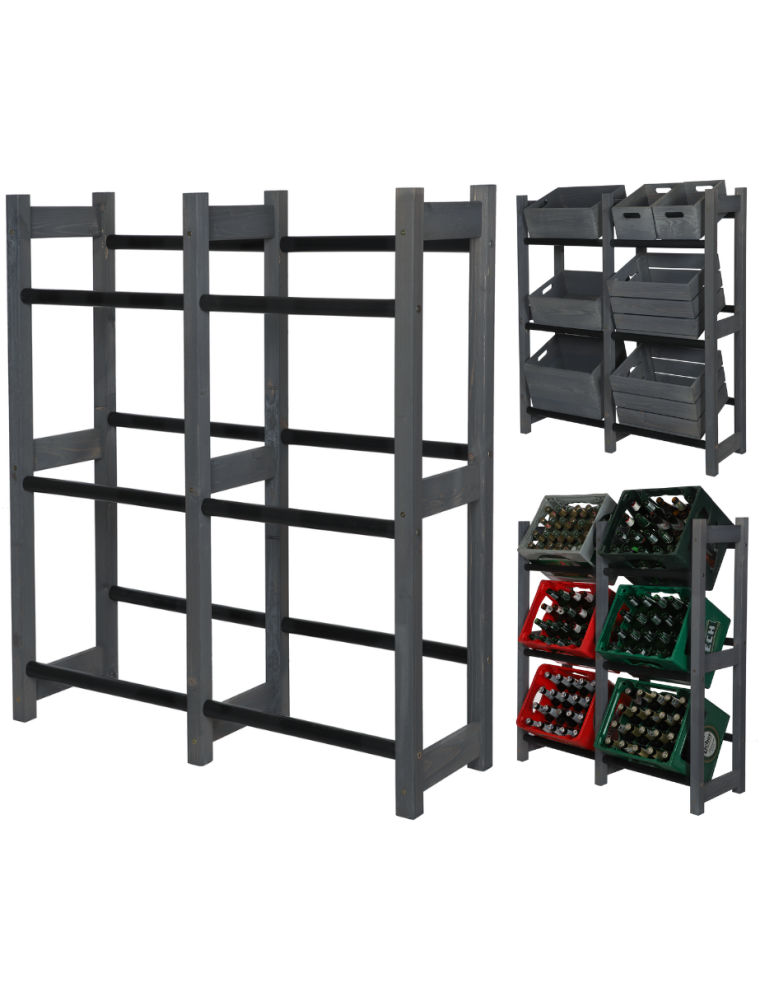 Regały - Regał na Skrzynki Transportowe (6szt) 108X102X32cm Szare Drewno/Plastik - product b2b.wamar.biz 1