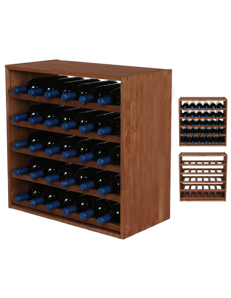 Regały - Modułowy Regał na Wino RW61 (5 Leżni Prostych) – Brązowe Drewno - product b2b.wamar.biz 1