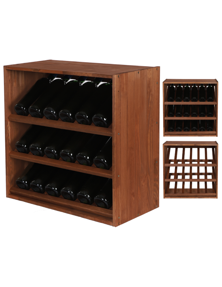 Regały - Modułowy Regał na Wino RW61 (3 Ukośne Leżnie) – Brązowe Drewno - product b2b.wamar.biz 1