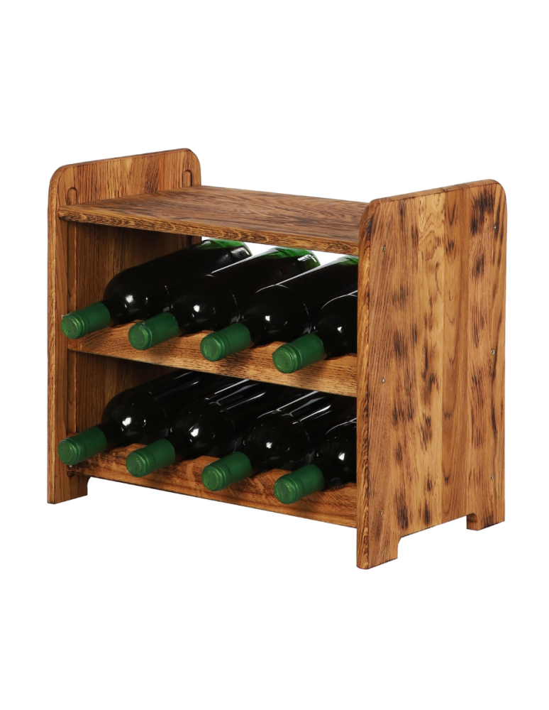 Regały - Dębowy Regał na Wino z Półką RW-22/8 butelek/ Opalany Olej - product b2b.wamar.biz 1