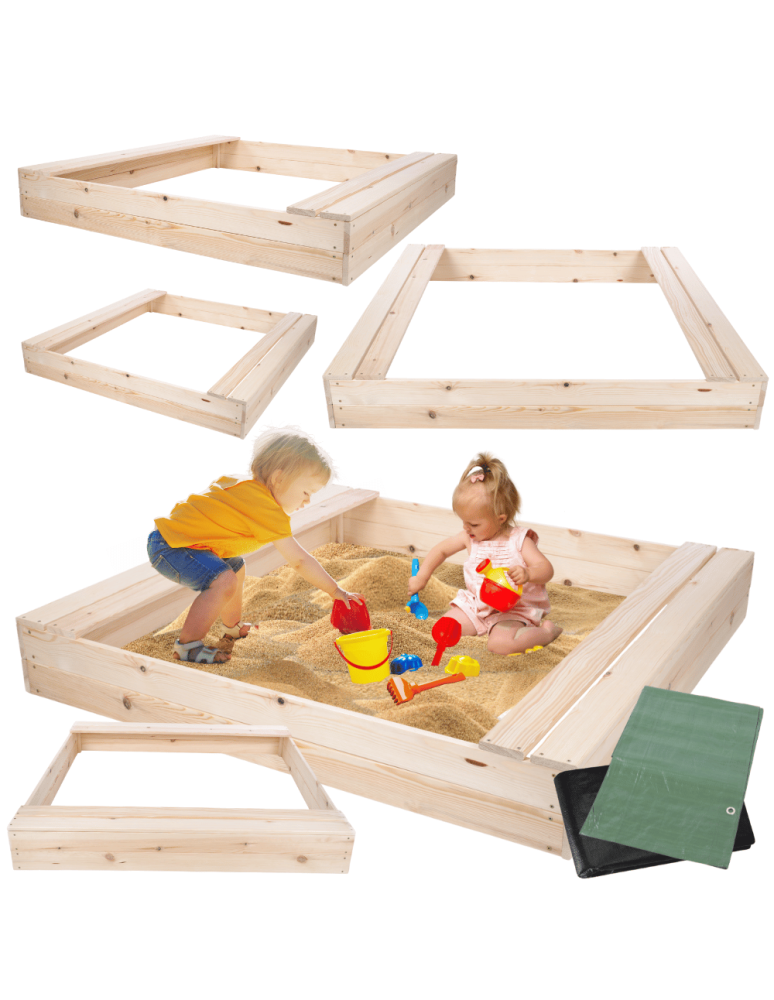 Piaskownice - Piaskownica drewniana 140x140 z ławeczkami AGRO PLANDEKA eko drewno - product b2b.wamar.biz 1