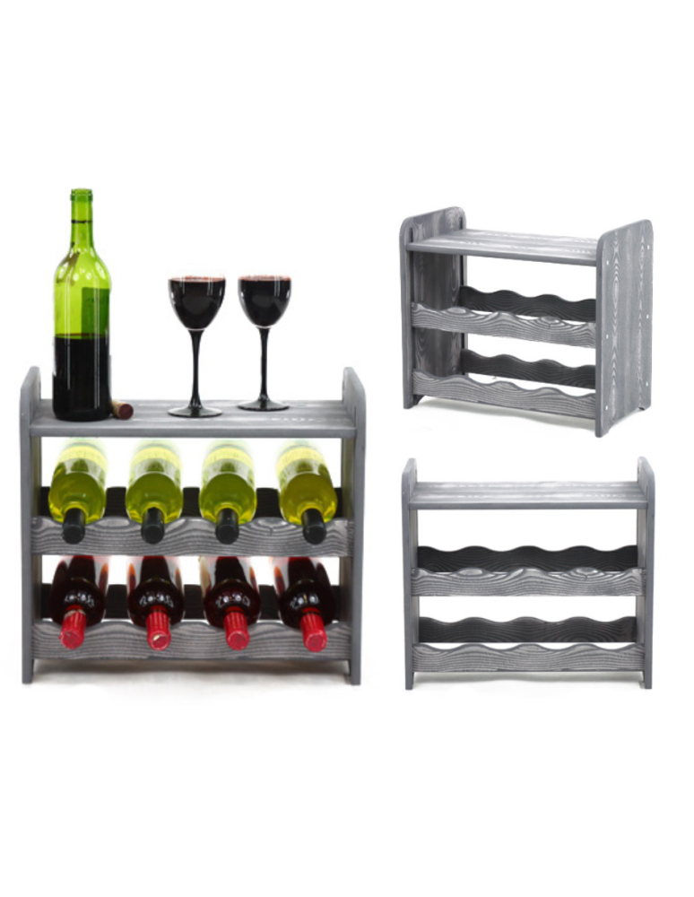 Regały - Regał na wino z półką RW-16 /8 butelek/ - Szary Dekor - product b2b.wamar.biz 1