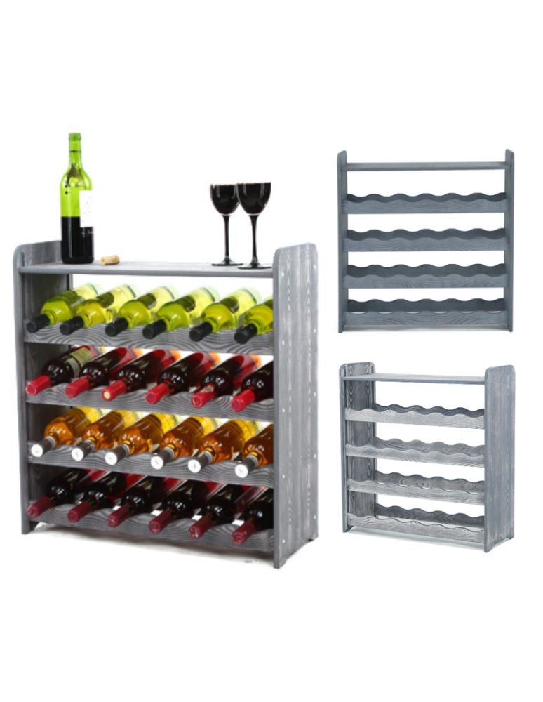 Regały - Regał na wino z półką RW-16 /24 butelki/ - Szary Dekor - product b2b.wamar.biz 1