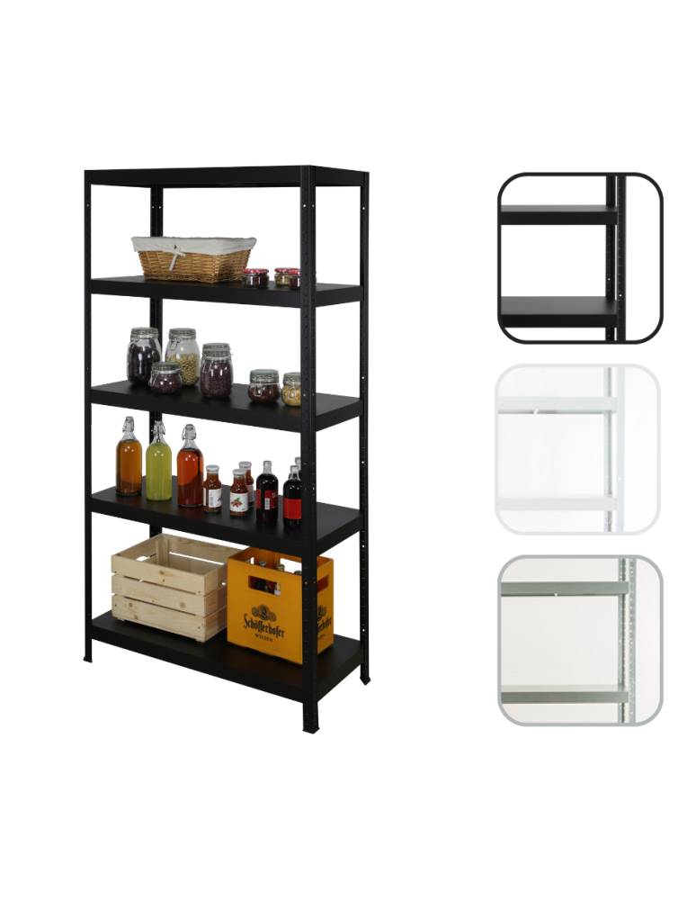 Regały - Regał całometalowy ELARA /180x90x40/ 5 półek - Czarny - product b2b.wamar.biz 1