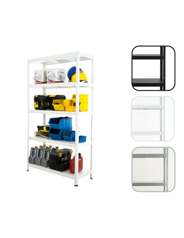 Regały - Regał całometalowy ELARA /180x100x40/ 5 półek - Biały - product b2b.wamar.biz 1
