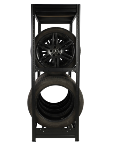 Regały - Regał na opony 177×120×60 cm/ 3 półki – Metalowy/ Czarny - product 52
