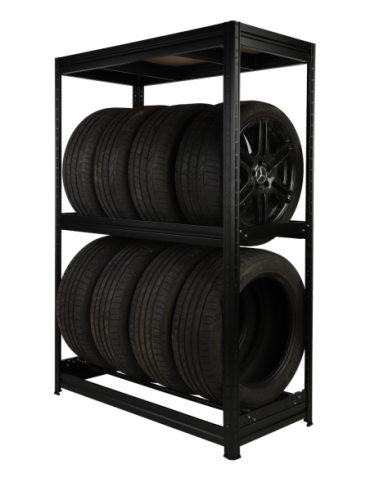Regały - Regał na opony 177×120×60 cm/ 3 półki – Metalowy/ Czarny - product 53