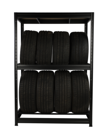 Regały - Regał na opony 177×120×60 cm/ 3 półki – Metalowy/ Czarny - product 54