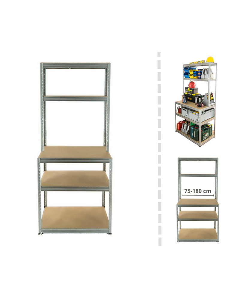 Stoły robocze - Metalowy Stół Warsztatowy SZZ szer. 75cm - Ocynkowany - product b2b.wamar.biz 1