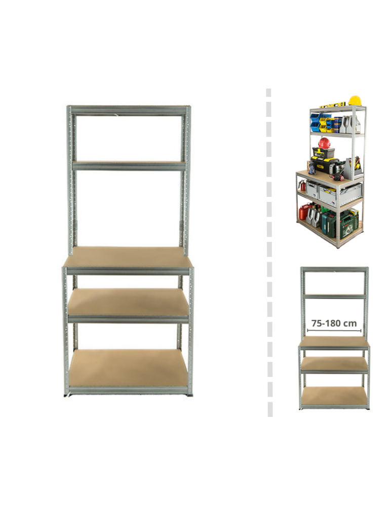 Stoły robocze - Metalowy Stół Warsztatowy SZZ szer. 90cm - Ocynkowany - product b2b.wamar.biz 1