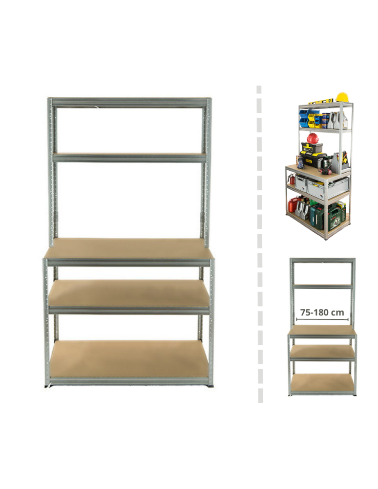 Stoły robocze - Metalowy Stół Warsztatowy SZZ szer. 150cm - Ocynkowany - product b2b.wamar.biz 1