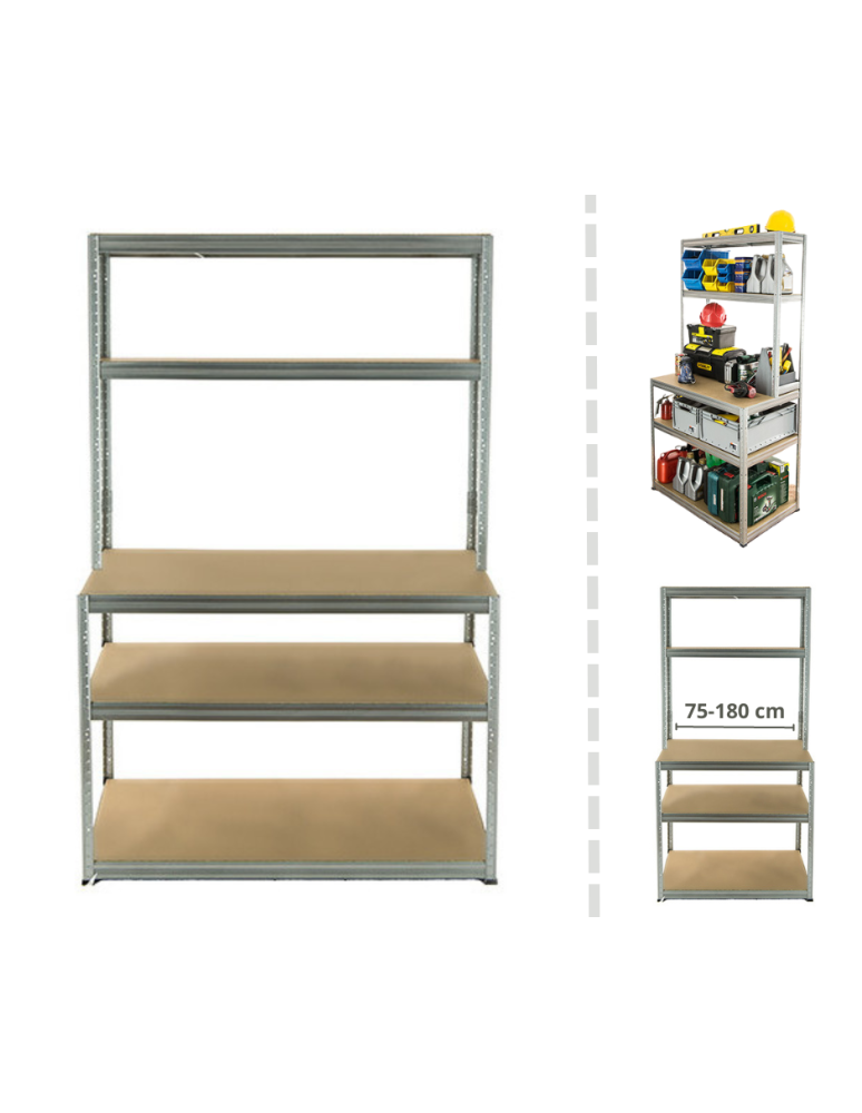 Stoły robocze - Metalowy Stół Warsztatowy SZZ szer. 180cm - Ocynkowany - product b2b.wamar.biz 1