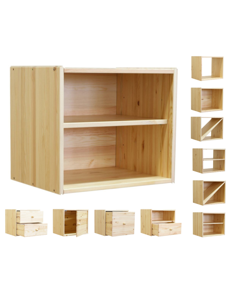 Regały - Drewniany regał modułowy /2xzamknięta półka RSKL – Naturalny - product b2b.wamar.biz 1
