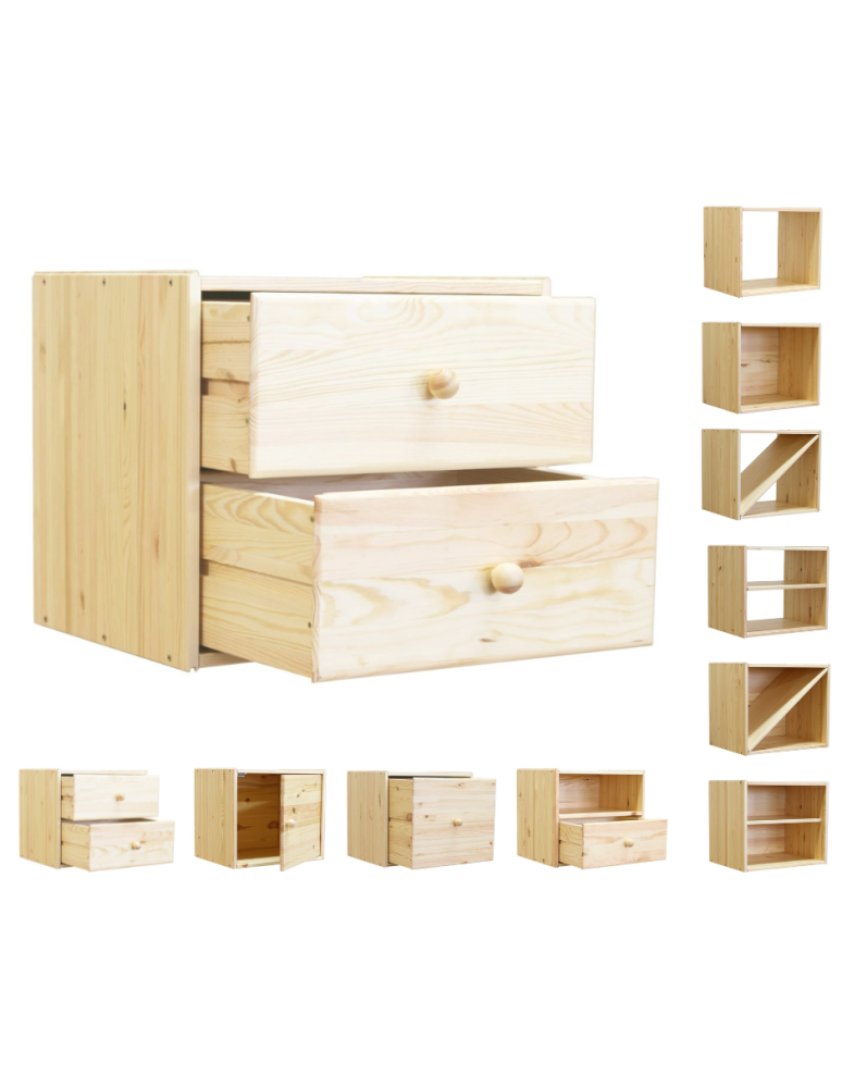 Regały - Drewniany regał modułowy /2xszuflada RSKL – Naturalny - product b2b.wamar.biz 1