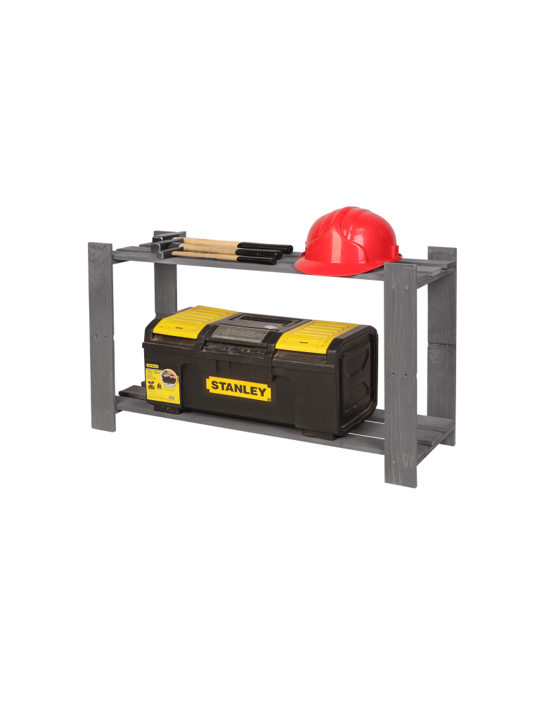 Regały - Regał na książki drewniany B06R 50x80x28 2 półki Szary - produkt b2b.wamar.biz 1