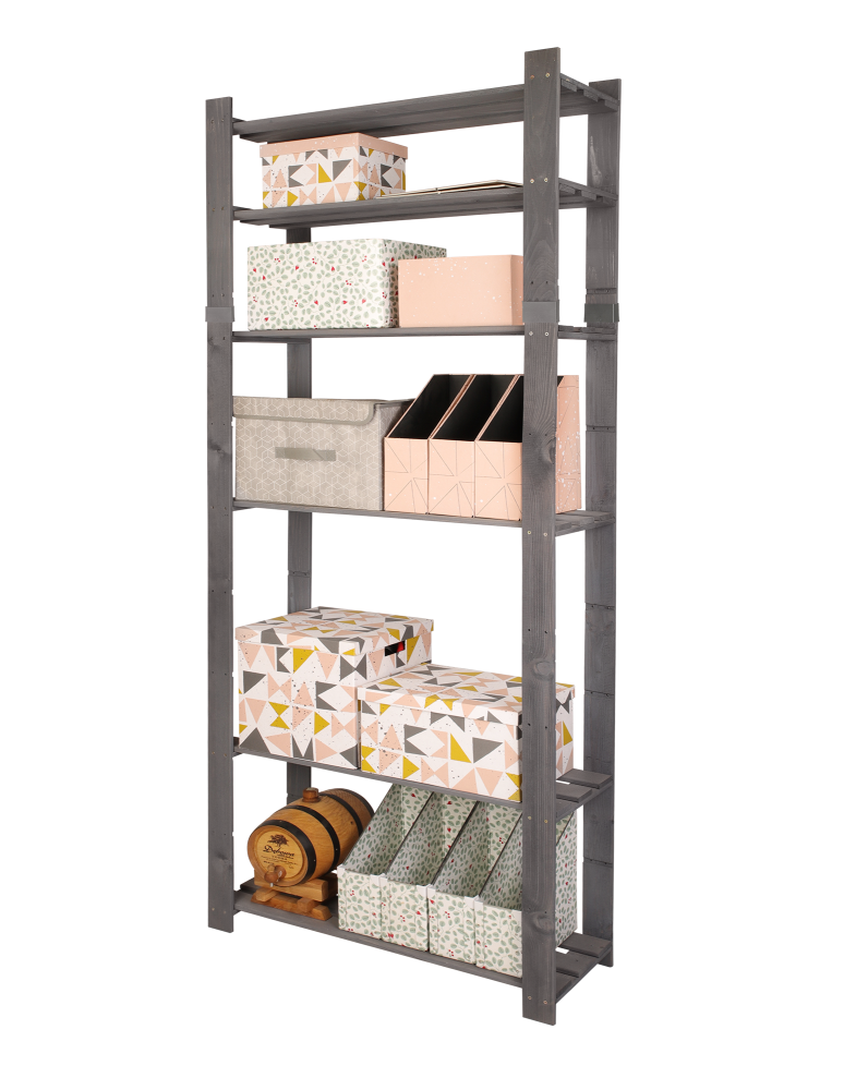 Regały - Regał na książki drewniany B27R 200x80x28 6 półek Szary - produkt b2b.wamar.biz 1