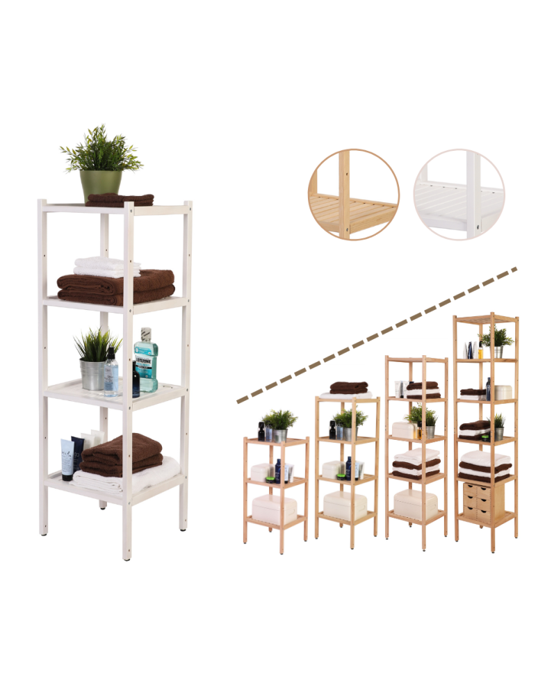 Regały - Bukowy regał łazienkowy RLB /Tarni/ 4 półki - Biały - product b2b.wamar.biz 1