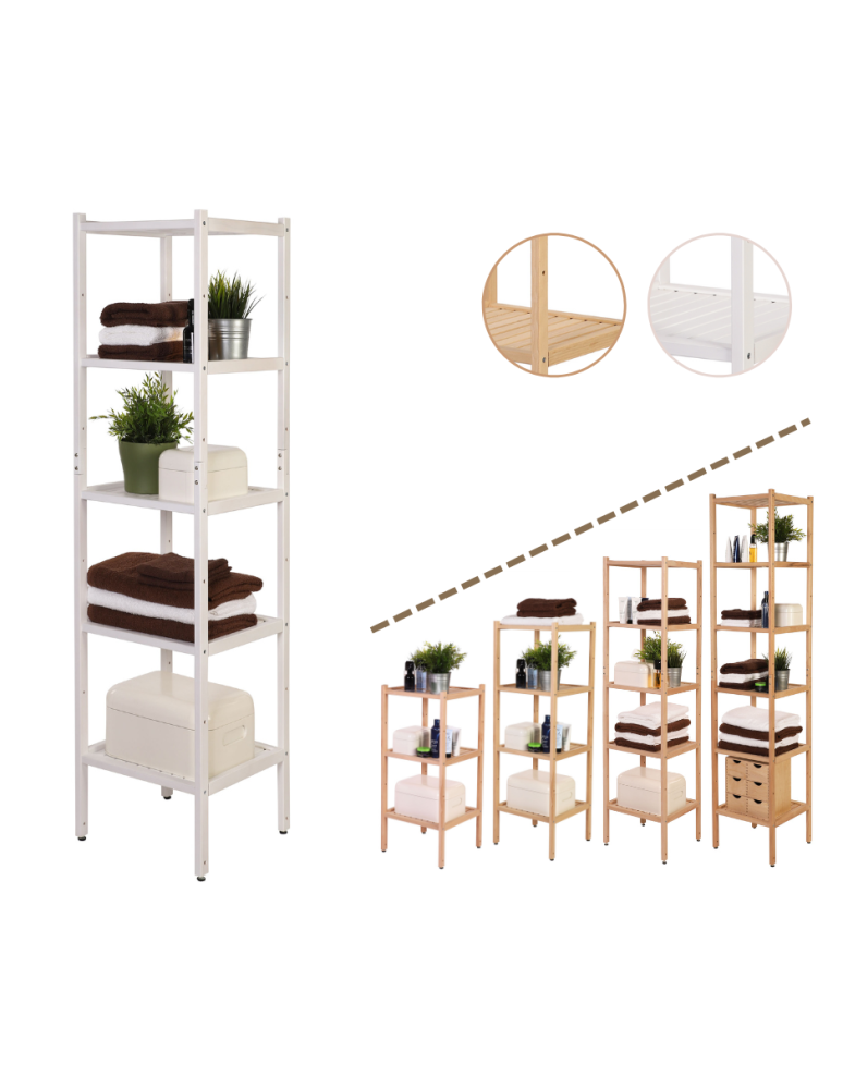 Regały - Bukowy regał łazienkowy RLB /Tarni/ 6 półek - Biały - product b2b.wamar.biz 1