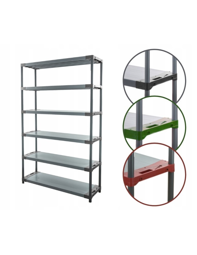 Regały z plastiku- tworzywa - Regał magazynowy plastikowy JUPITER-6_140_SZAR - produkt b2b.wamar.biz 1