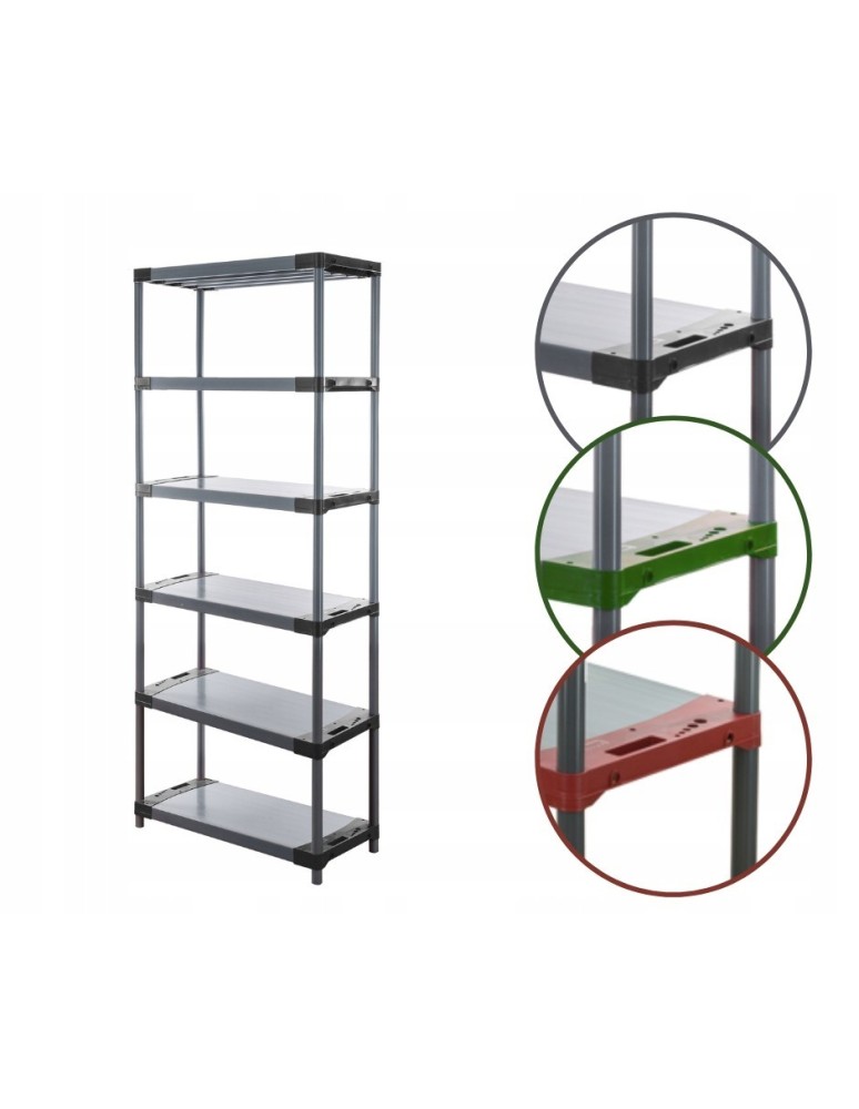 Regały z plastiku- tworzywa - Regał magazynowy plastikowy JUPITER-6_110_SZAR - product b2b.wamar.biz 1