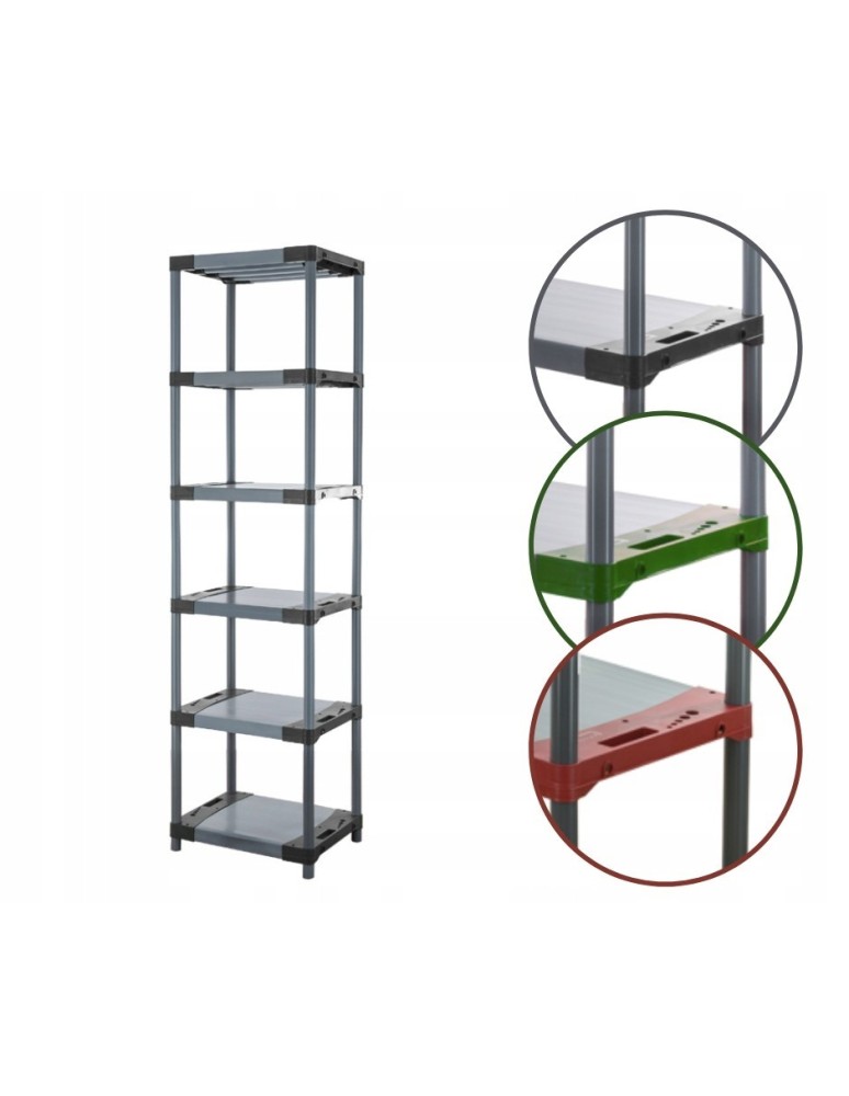 Regały z plastiku- tworzywa - Regał magazynowy plastikowy JUPITER-6_070_SZAR - product b2b.wamar.biz 1