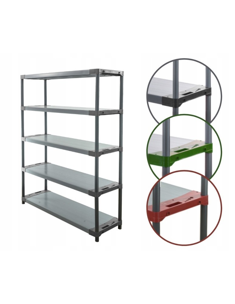 Regały z plastiku- tworzywa - Regał magazynowy plastikowy JUPITER-5_130_SZAR - product b2b.wamar.biz 1