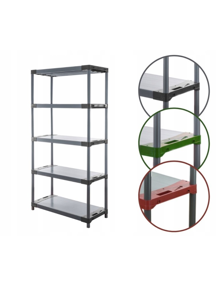 Regały z plastiku- tworzywa - Regał magazynowy plastikowy JUPITER-5_100_SZAR - produkt b2b.wamar.biz 1