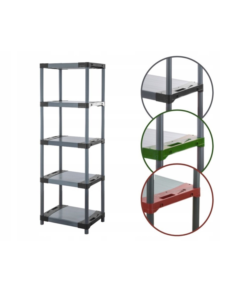 Regały z plastiku- tworzywa - Regał magazynowy plastikowy JUPITER-5_080_SZAR - product b2b.wamar.biz 1