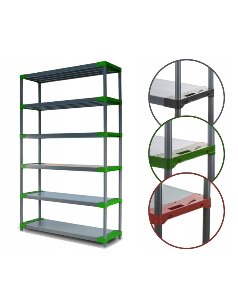 Regały z plastiku- tworzywa - Regał magazynowy plastikowy JUPITER-6_140_ZIEL - product b2b.wamar.biz 1
