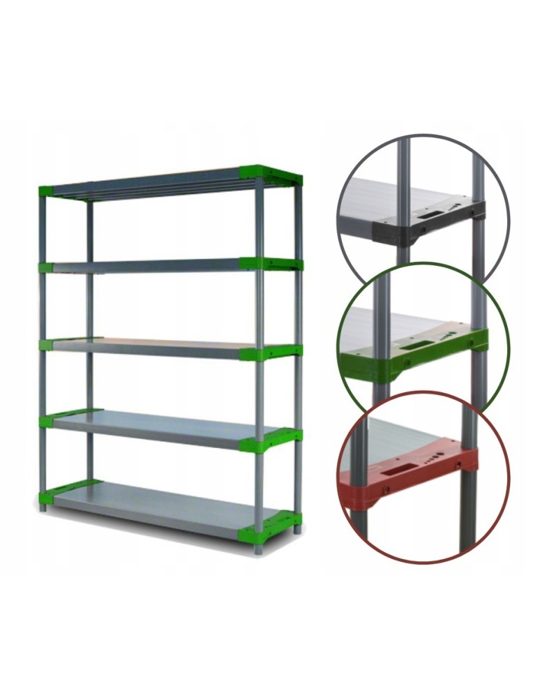 Regały z plastiku- tworzywa - Regał magazynowy plastikowy JUPITER-5_130_ZIEL - product b2b.wamar.biz 1