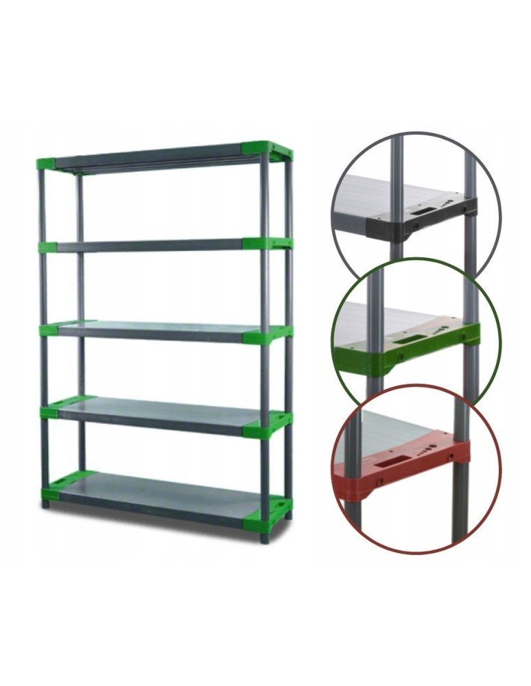 Regały z plastiku- tworzywa - Regał magazynowy plastikowy JUPITER-5_100_ZIEL - produkt b2b.wamar.biz 1