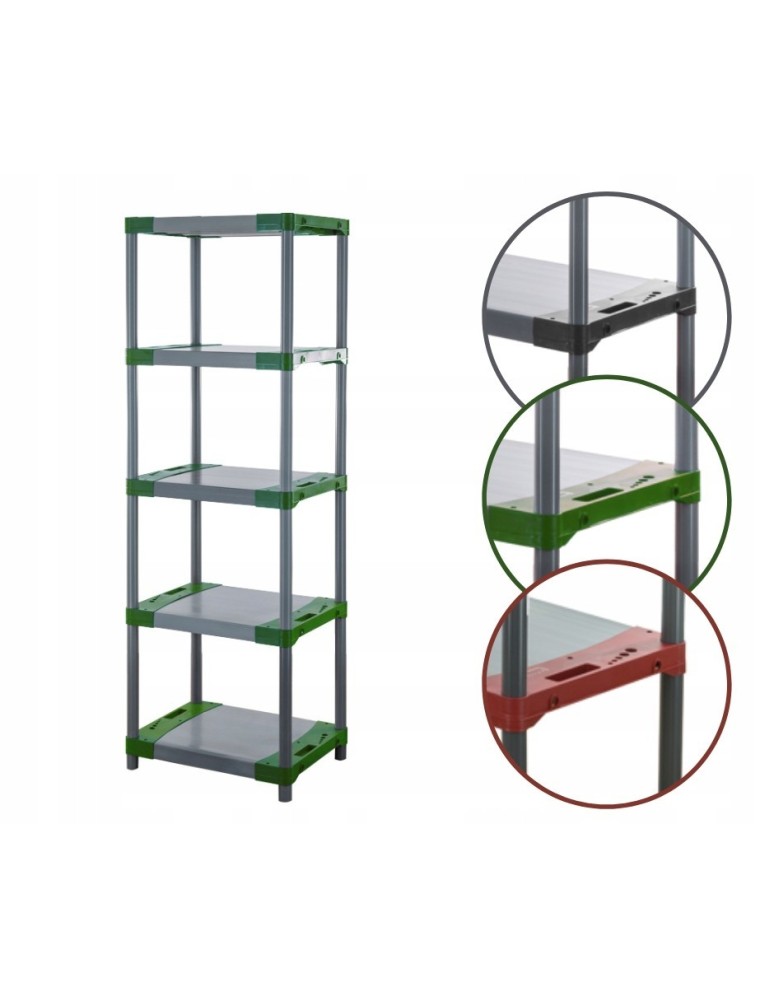 Regały z plastiku- tworzywa - Regał magazynowy plastikowy JUPITER-5_090_ZIEL - product b2b.wamar.biz 1