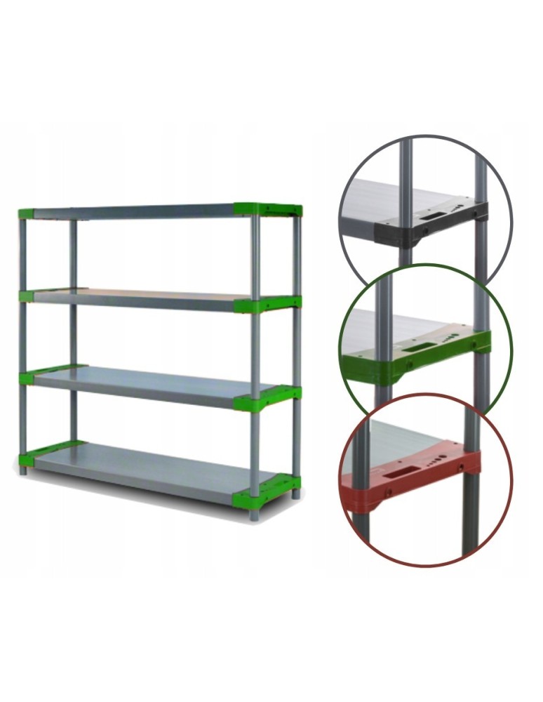 Regały z plastiku- tworzywa - Regał magazynowy garażowy JUPITER-4_150_ZIEL - product b2b.wamar.biz 1