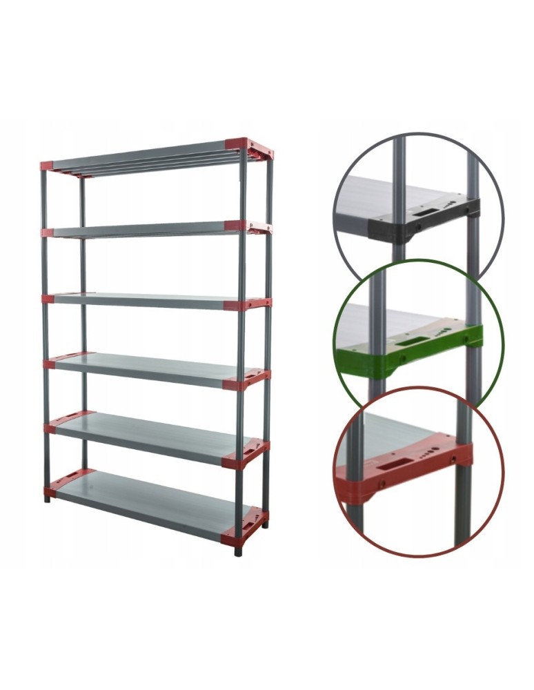 Regały z plastiku- tworzywa - Regał magazynowy plastikowy JUPITER-6_150_CZER - product b2b.wamar.biz 1