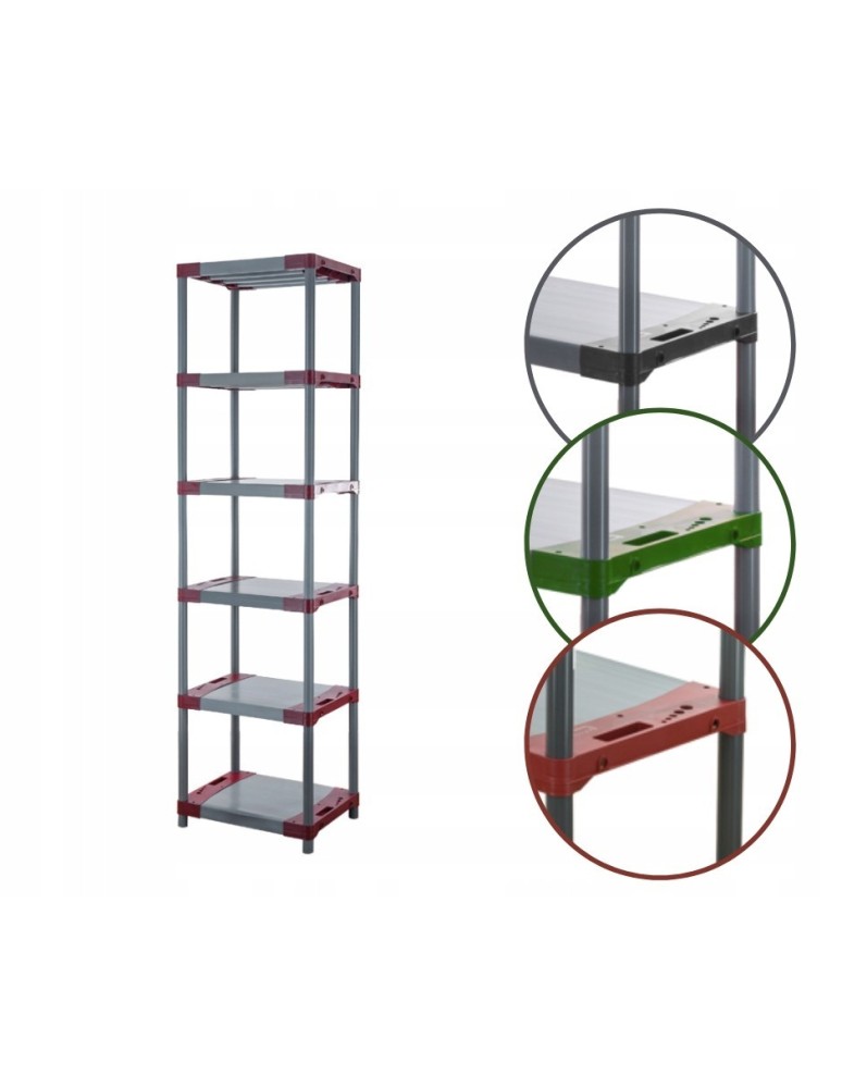Regały z plastiku- tworzywa - Regał magazynowy plastikowy JUPITER-6_090_CZER - product b2b.wamar.biz 1