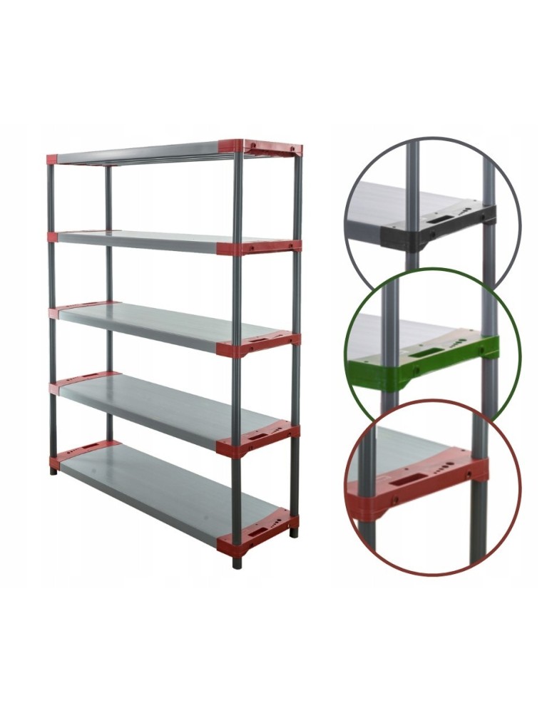 Regały z plastiku- tworzywa - Regał magazynowy plastikowy JUPITER-5_130_CZER - product b2b.wamar.biz 1