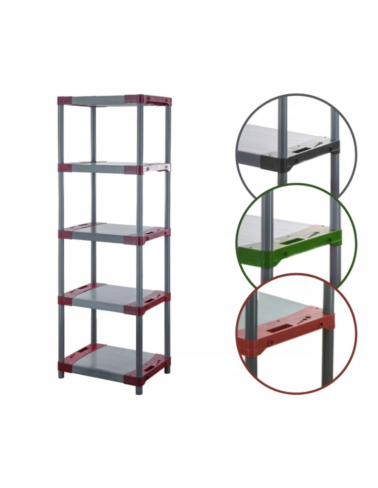 Regały z plastiku- tworzywa - Regał magazynowy plastikowy JUPITER-5_090_CZER - product b2b.wamar.biz 1