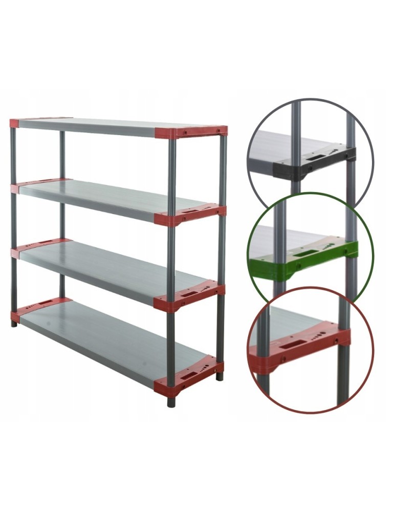 Regały z plastiku- tworzywa - Regał garażowy magazynowy JUPITER-4_130_CZER - product b2b.wamar.biz 1