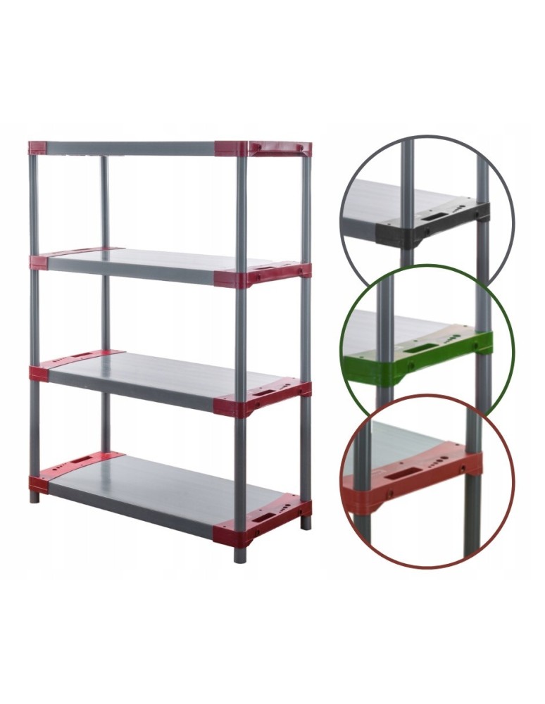 Regały z plastiku- tworzywa - Regał magazynowy garażowy JUPITER-4_120_CZER - product b2b.wamar.biz 1
