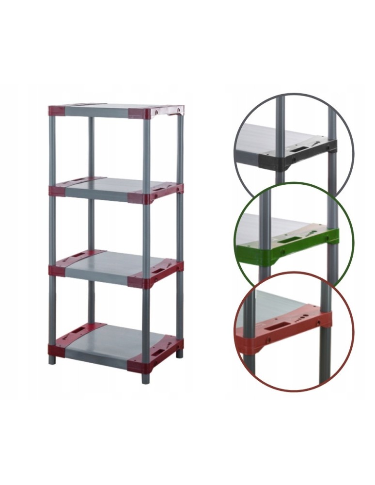 Regały z plastiku- tworzywa - Regał magazynowy garażowy JUPITER-4_060_CZER - product b2b.wamar.biz 1