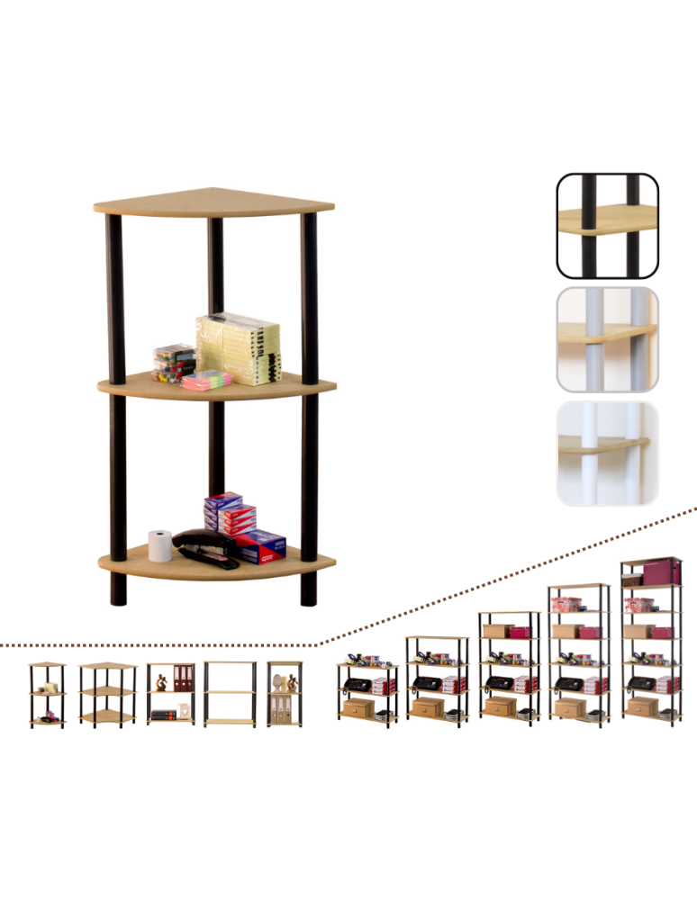 Regały z plastiku- tworzywa - Systemowy Regał Biurowy 74x56x56 cm – DEDAL BLACK-3Z_B - product b2b.wamar.biz 1
