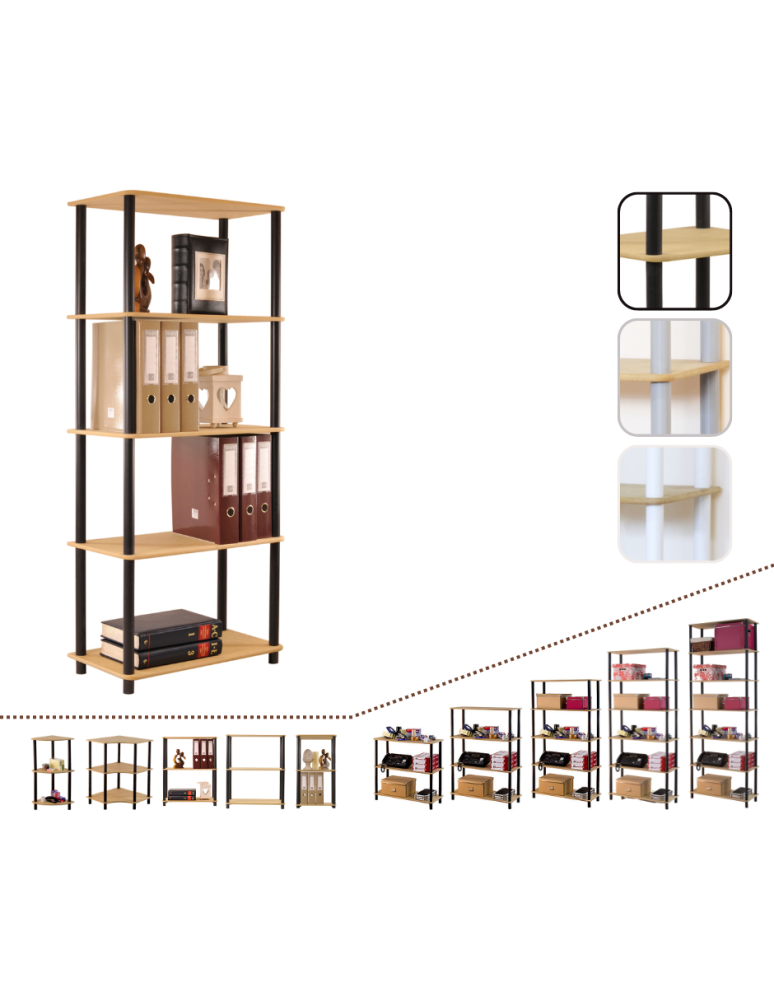 Regały z plastiku- tworzywa - Systemowy Regał Biurowy 142x60x33 cm – DEDAL BLACK-5M_B - produkt b2b.wamar.biz 1