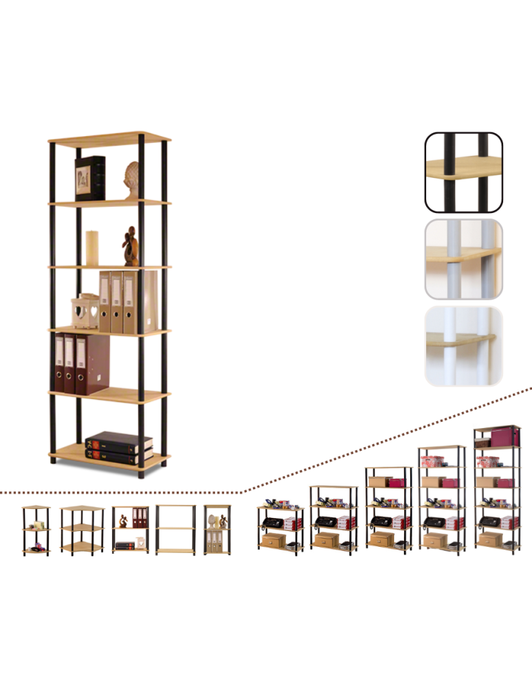 Regały z plastiku- tworzywa - Systemowy Regał Biurowy 175x60x33 cm – DEDAL BLACK-6M_B - product b2b.wamar.biz 1