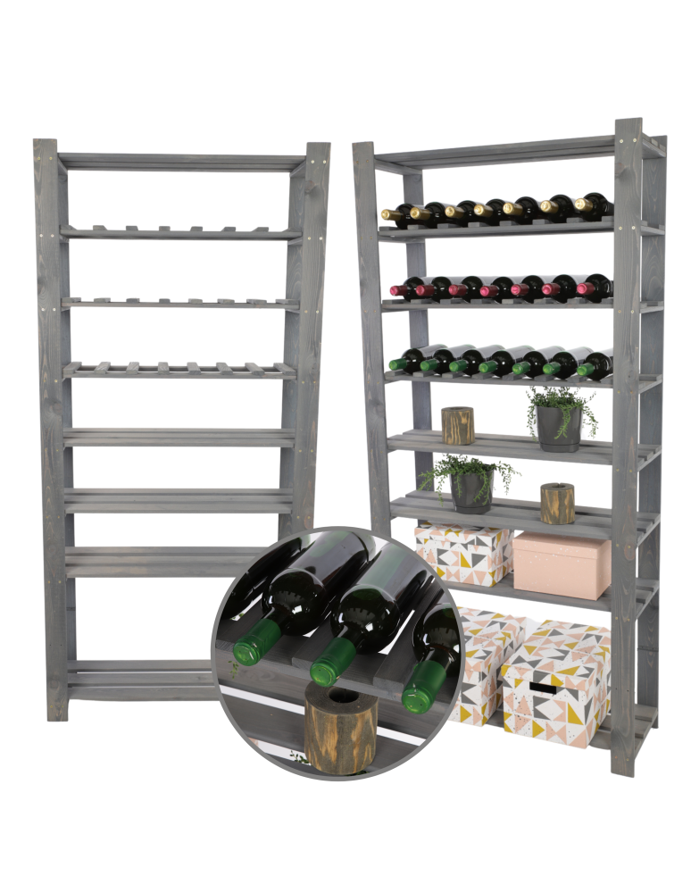Regały - Regał na książki drewniany B18R 170x80x28 8 półek Szary - product b2b.wamar.biz 1