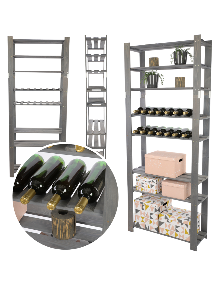 Regały - Regał na książki drewniany B27R 200x80x28 8 półek Szary - product b2b.wamar.biz 1