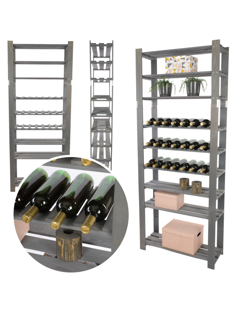 Regały - Regał na książki drewniany B27R 200x80x28 9 półek Szary - product b2b.wamar.biz 1