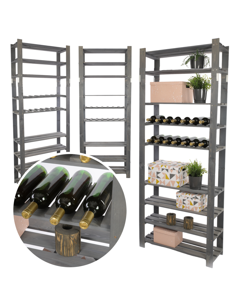 Regały - Regał na książki drewniany B28R 220x80x28 9 półek Szary - product b2b.wamar.biz 1